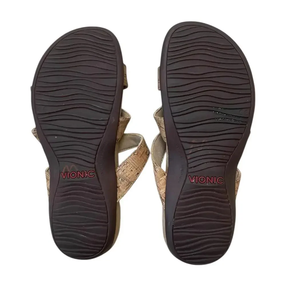 Vionic Aubrey Sandals Cork Slip On Adjustable Straps Women's US Size 6